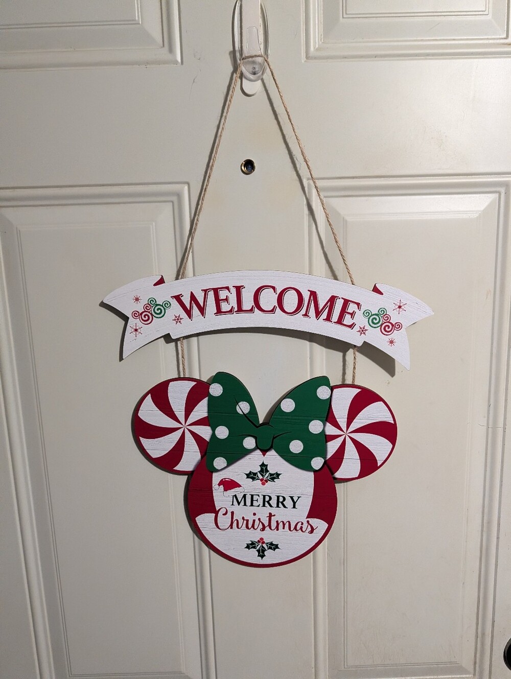 Holiday 'Welcome' Mickey-Style Merry Christmas Door Hanger - Green & Red